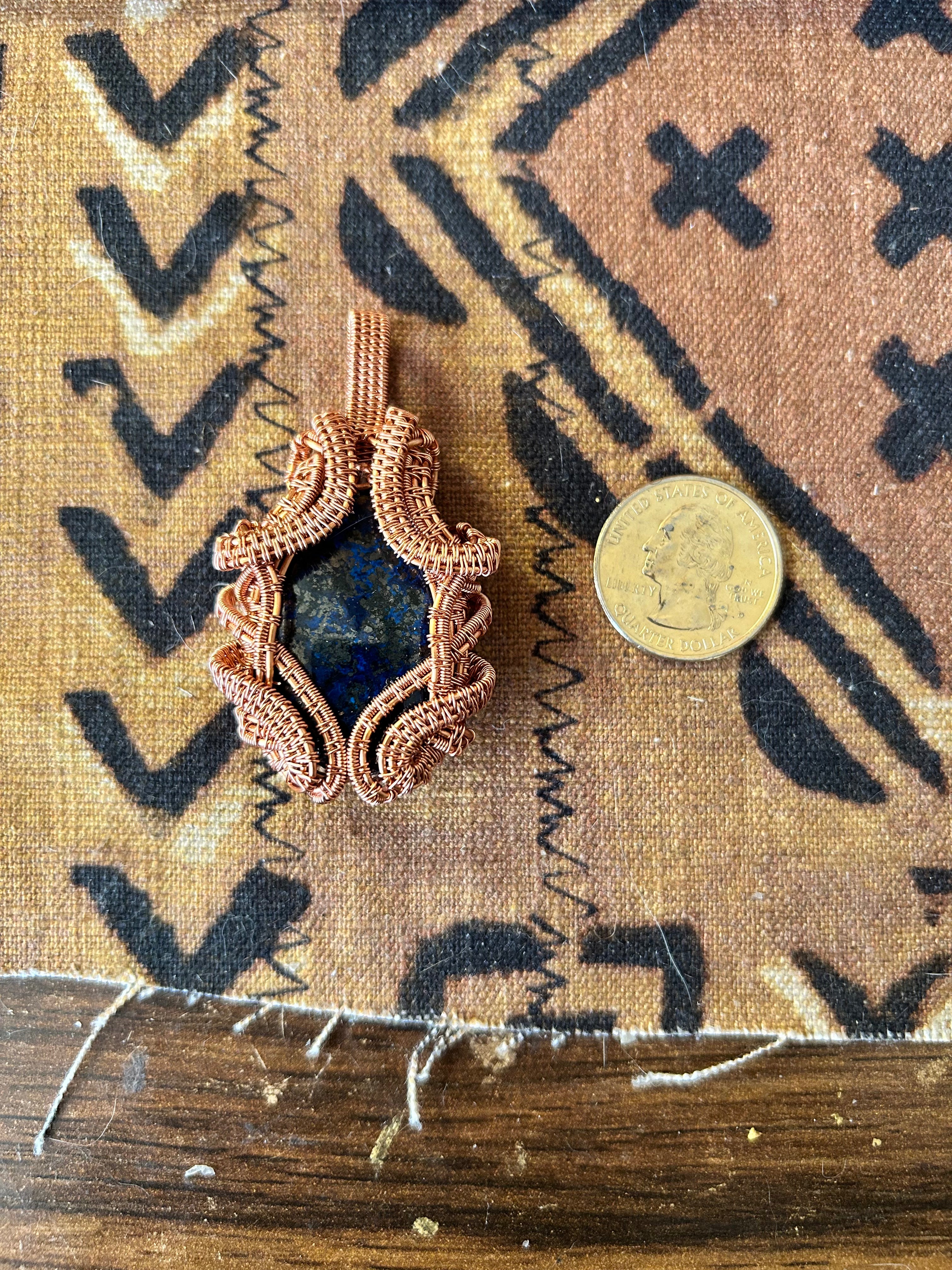 Azurite Copper Wire Wrap Pendant