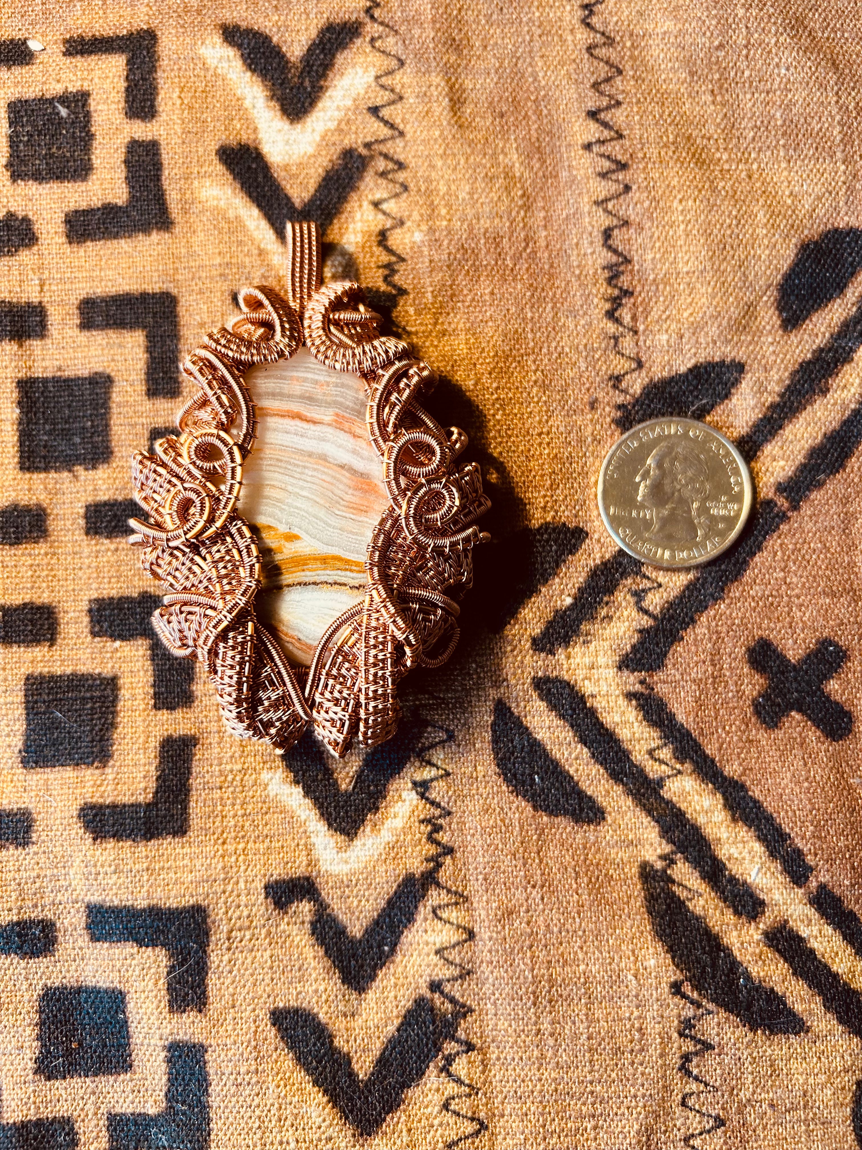 Green Onyx Copper Wire Wrapped Pendant