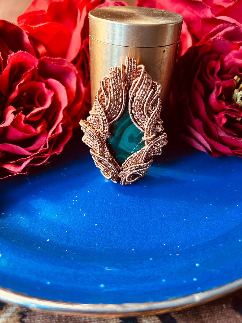 Malachite Copper Wire Wrapped Pendant
