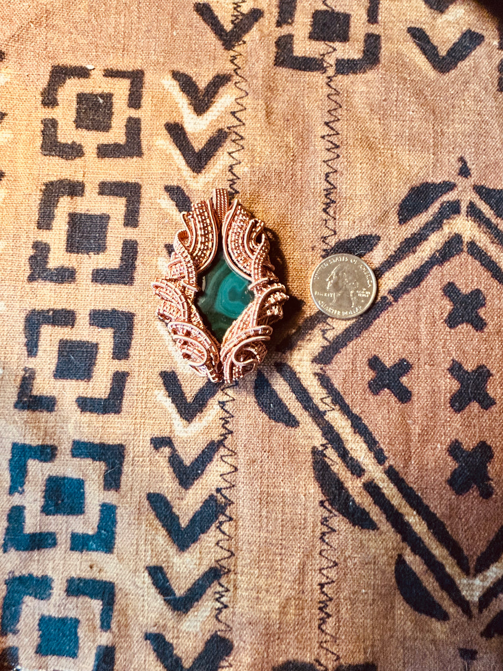 Malachite Copper Wire Wrapped Pendant