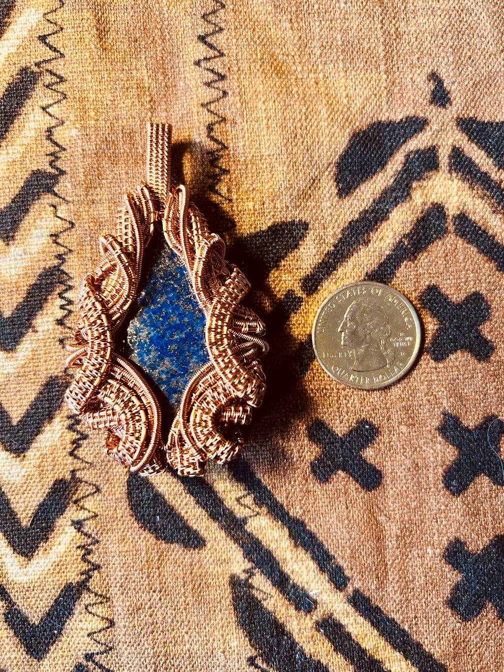Lapis Lazuli Copper Wire Wrapped Pendant