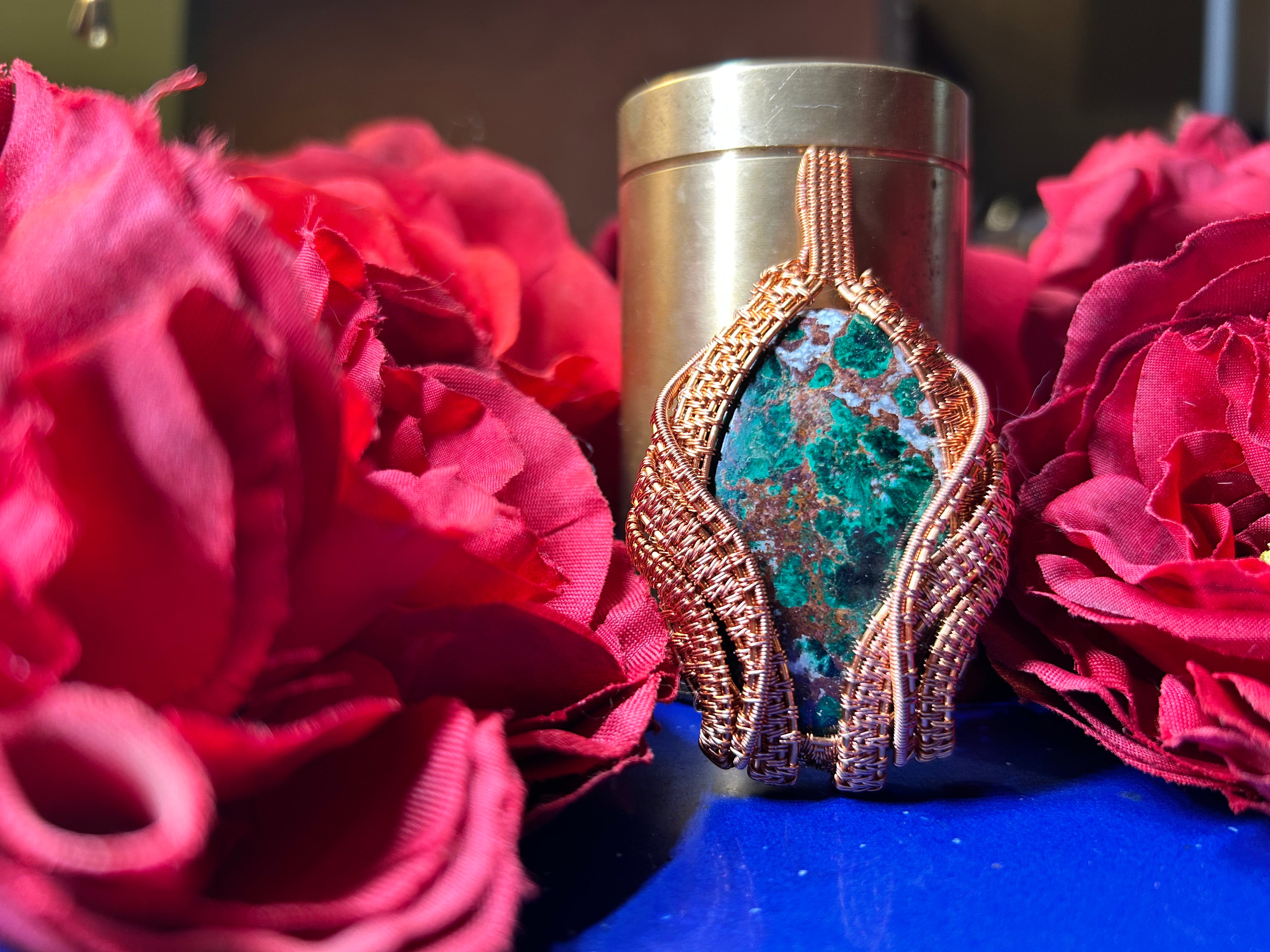 Chrysocolla Copper Wire Wrapped Pendant