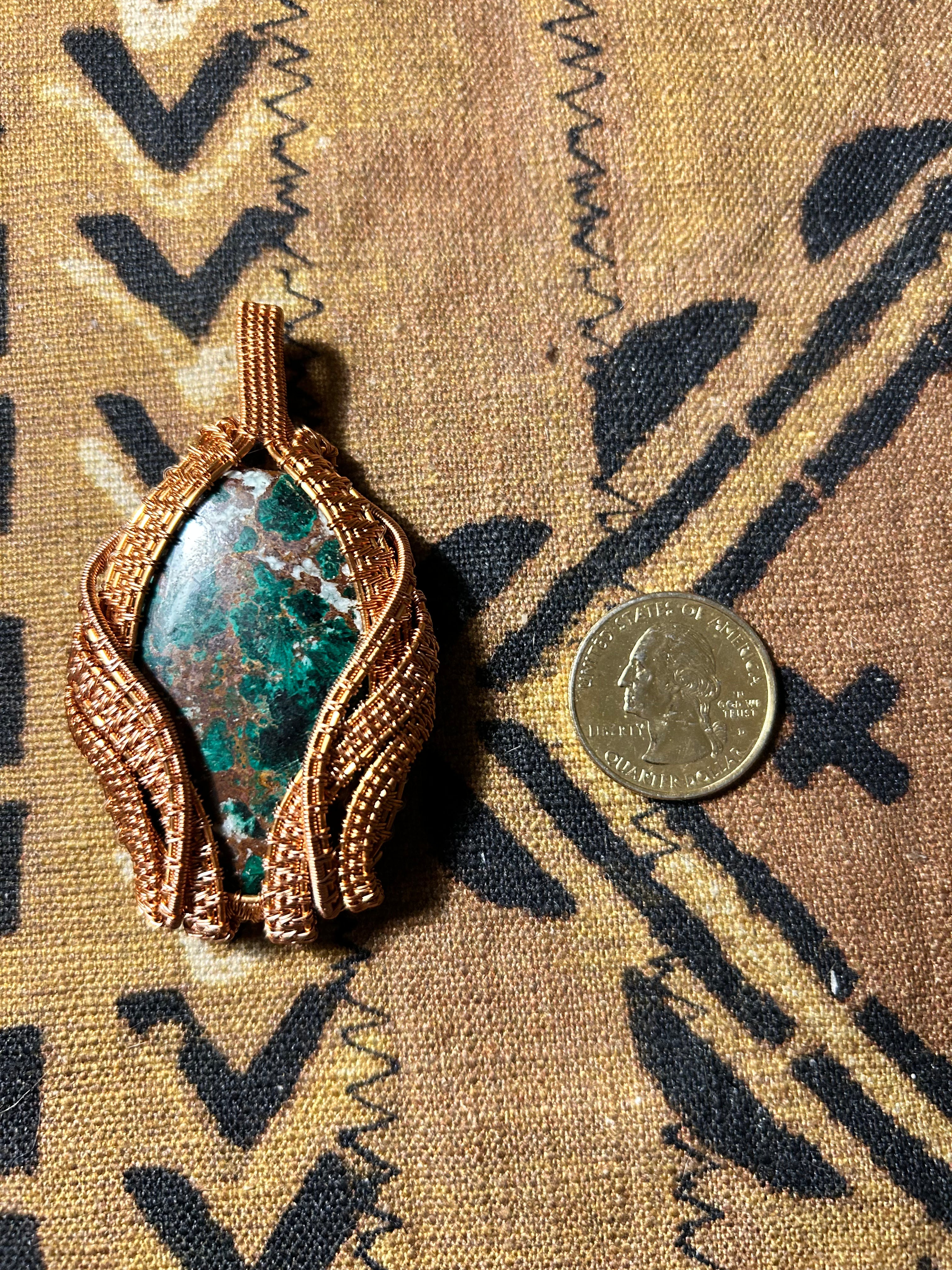 Chrysocolla Copper Wire Wrapped Pendant