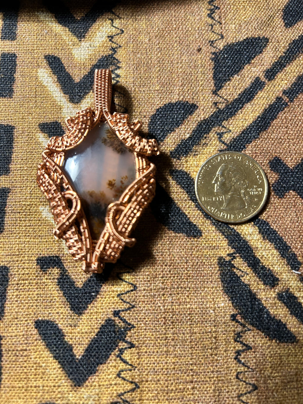 Dendritic Agate Copper Wire Wrapped Pendant