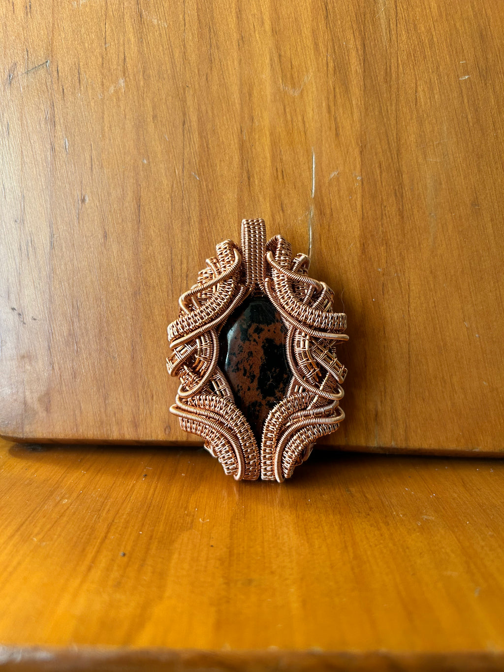 Mahogany Obsidian Copper Wire Wrapped Pendant