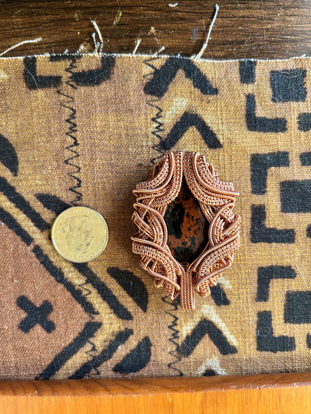 Mahogany Obsidian Copper Wire Wrapped Pendant