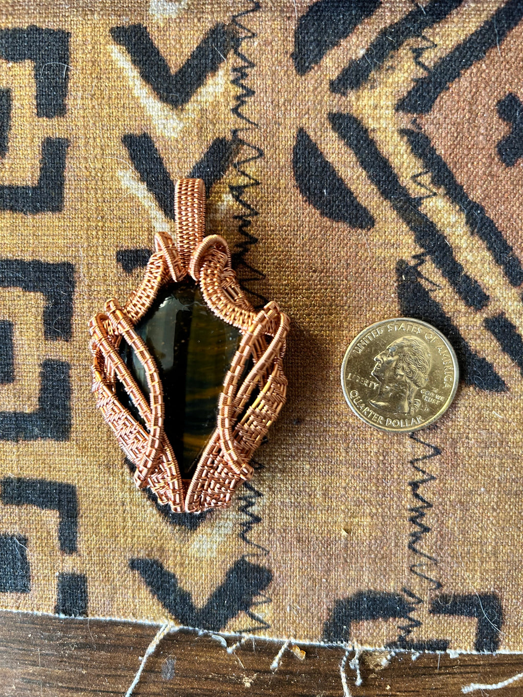 Blue Tiger’s Eye Copper Wire Wrapped Pendant