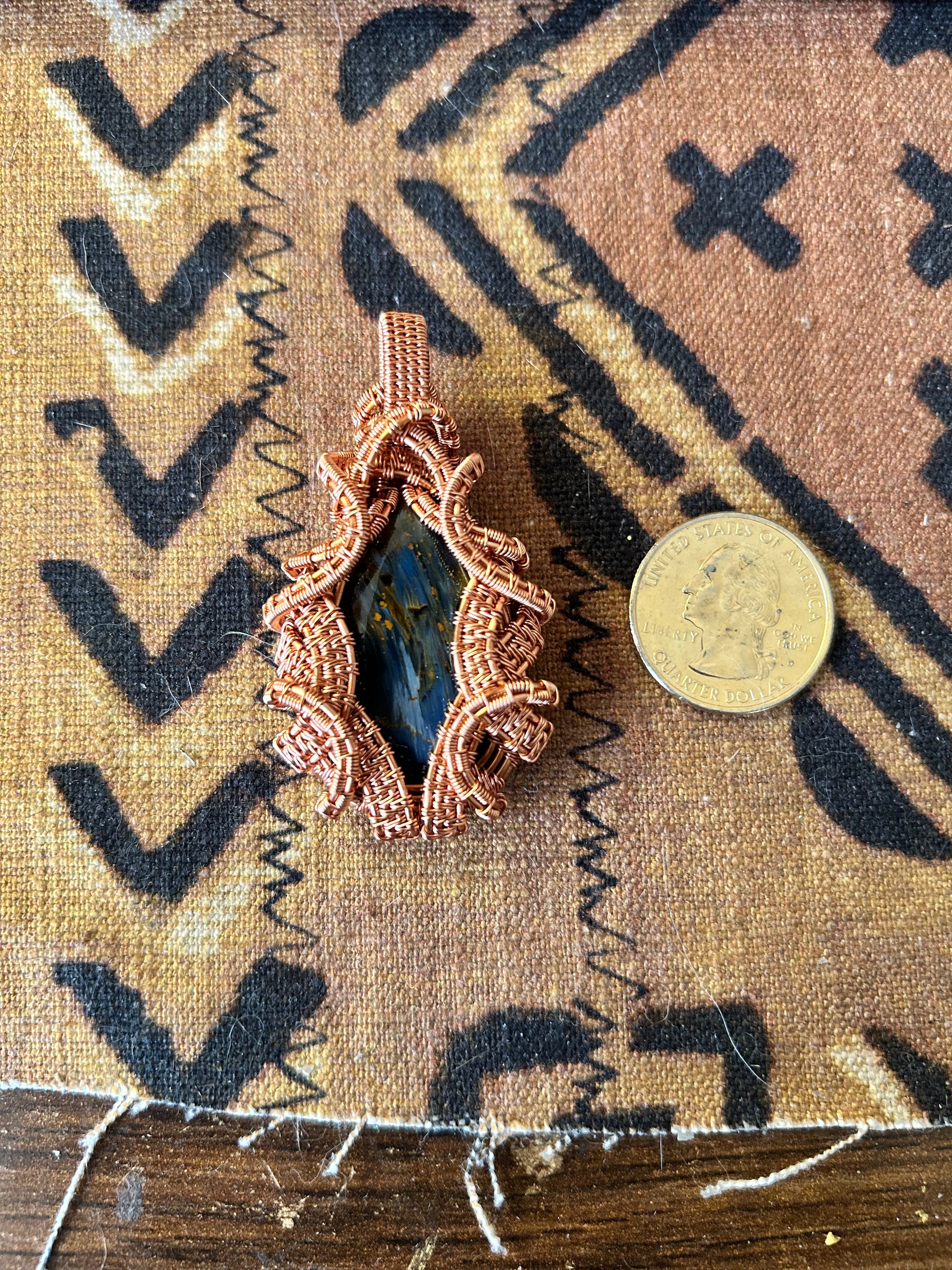 Pietersite Copper Wire Wrapped Pendant