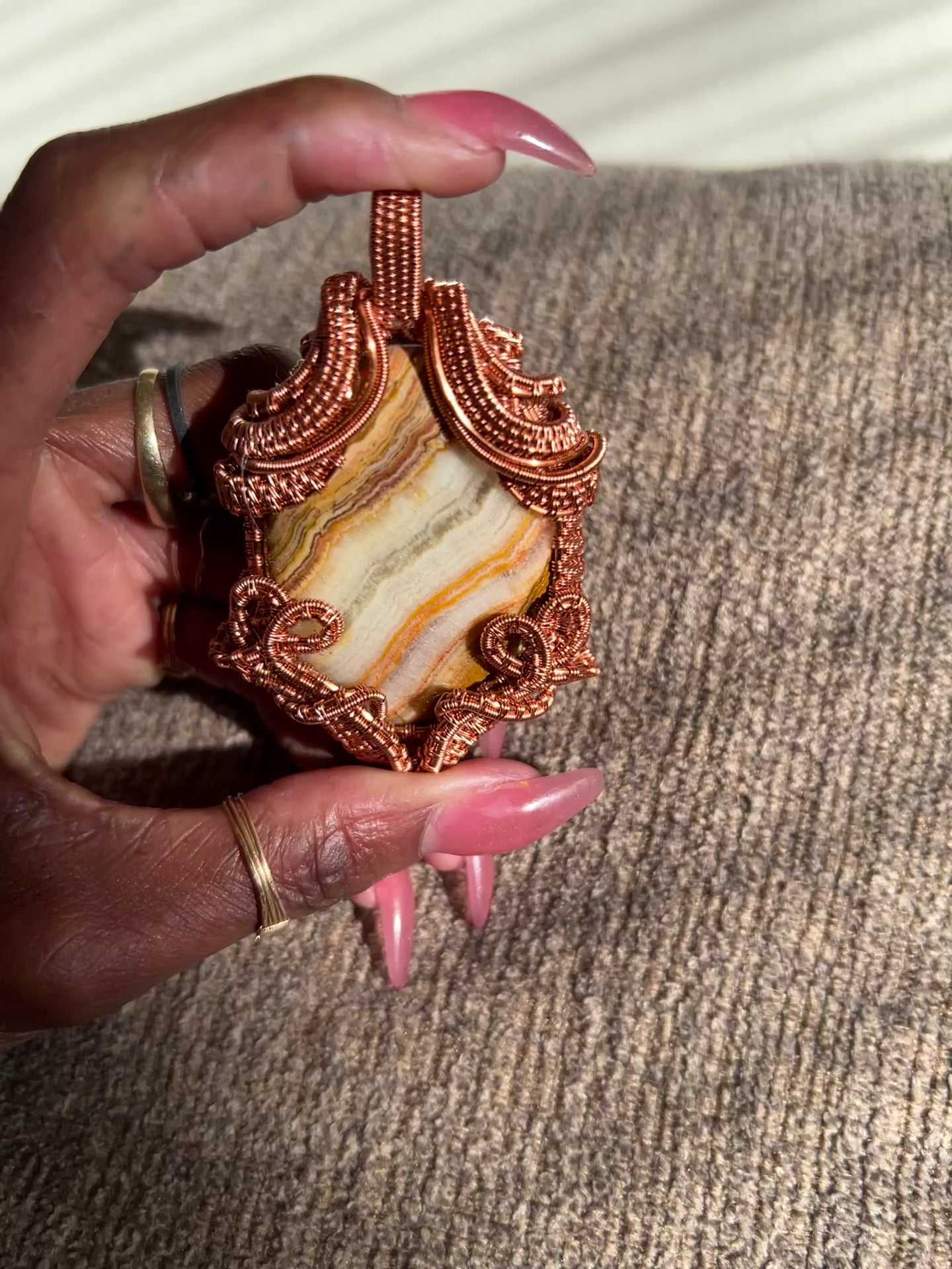 Green Onyx Copper Wire Wrapped Pendant