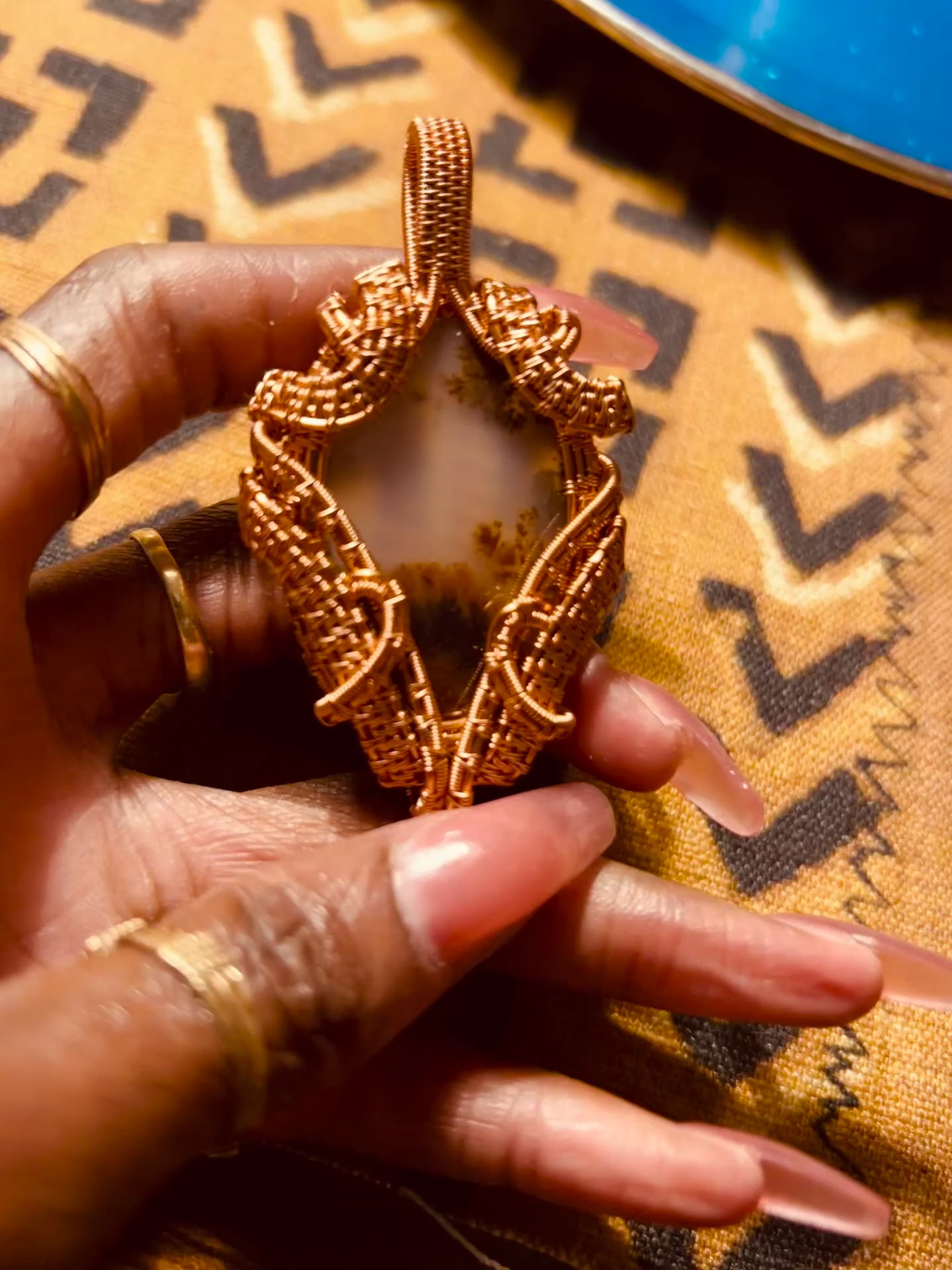 Dendritic Agate Copper Wire Wrapped Pendant