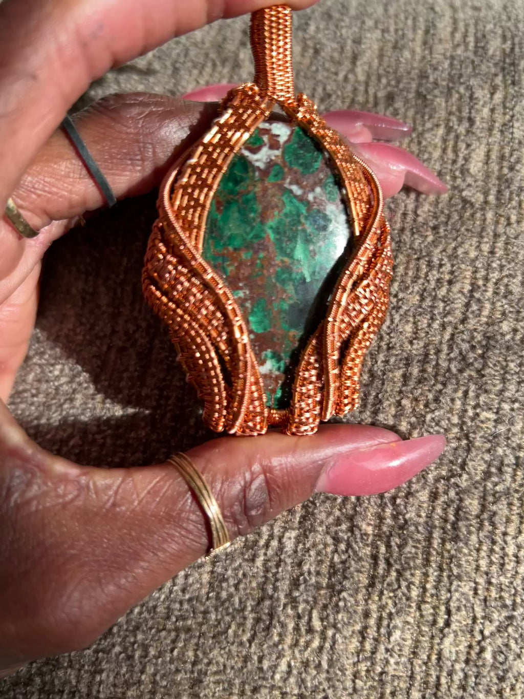 Chrysocolla Copper Wire Wrapped Pendant
