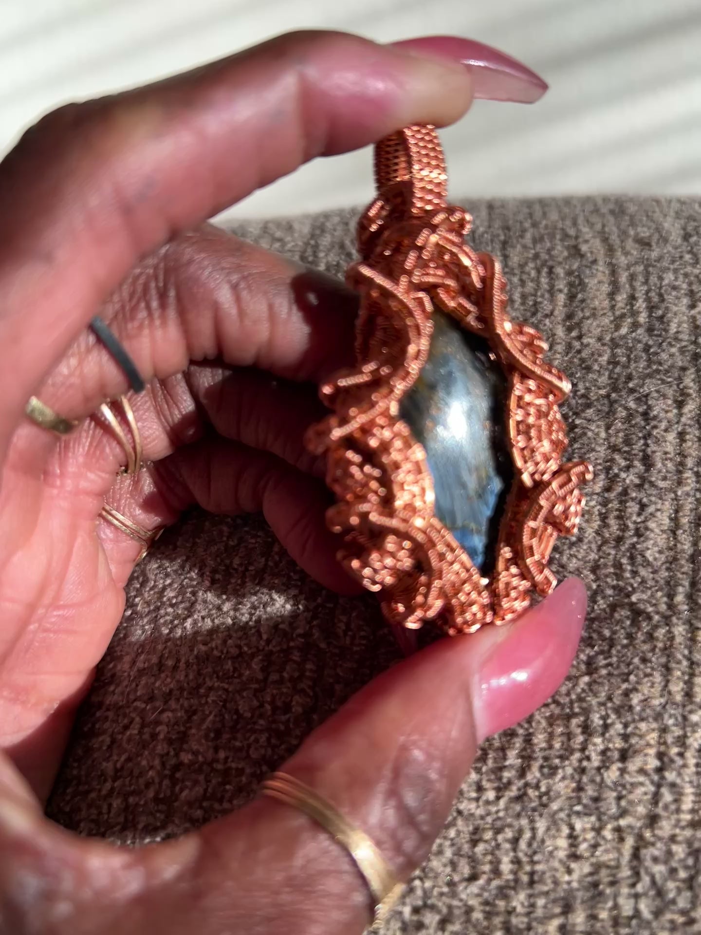 Pietersite Copper Wire Wrapped Pendant