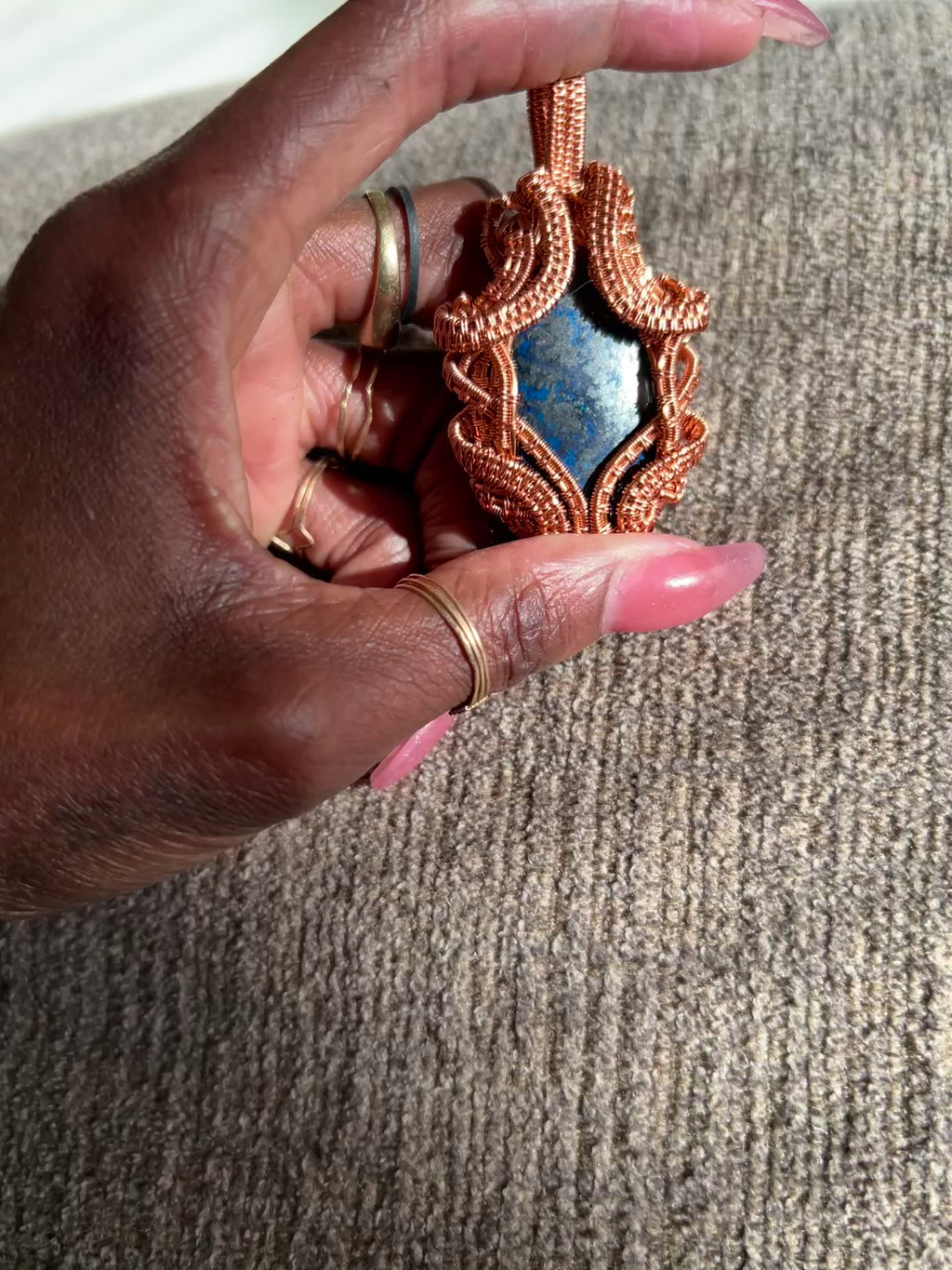 Azurite Copper Wire Wrap Pendant
