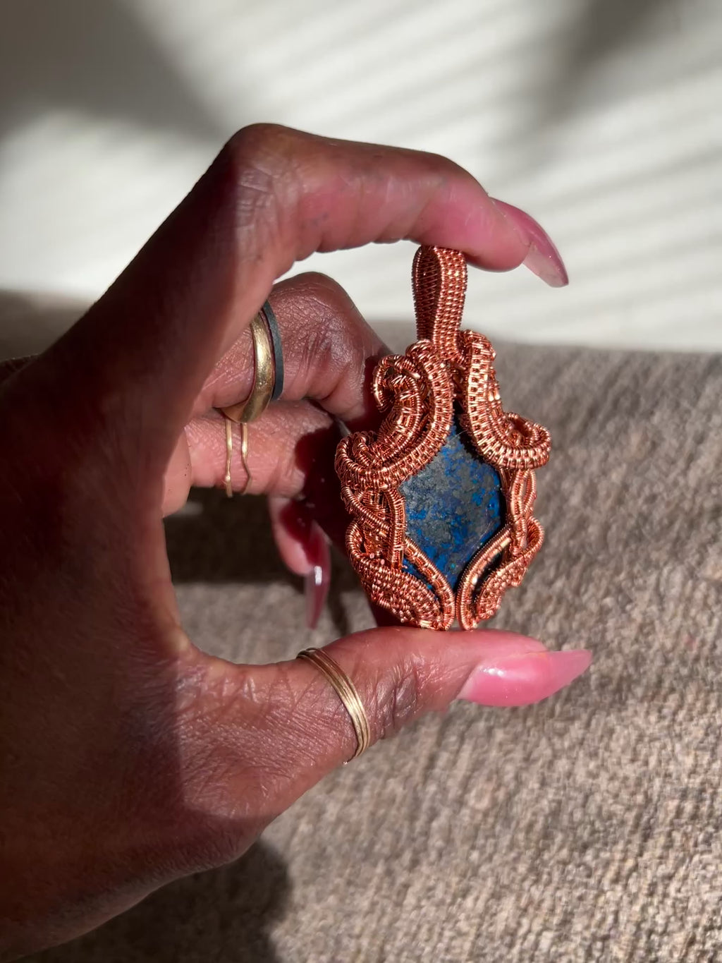 Azurite Copper Wire Wrap Pendant